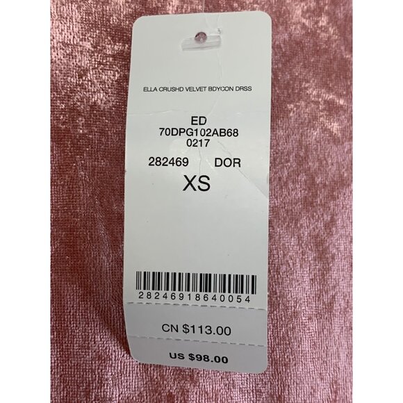 Bebe XS Long Sleeve Crushed Velvet Bodycon Mini Dress In Dark Rose - Picture 4 of 12